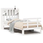 vidaXL Lit bibliothèque sans matelas blanc 90x190cm bois de pin massif