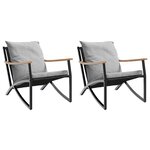 vidaXL Chaises de jardin avec coussins lot de 2 noir acier
