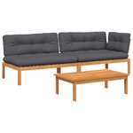 vidaXL Salon palette de jardin avec coussins 3Pièces bois d'acacia massif
