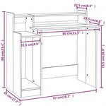 vidaXL Bureau lumières LED Blanc brillant 97x45x90cm Bois d'ingénierie