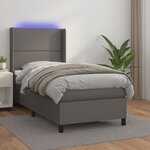 vidaXL Sommier à lattes de lit matelas LED Gris 90x200 cm Similicuir