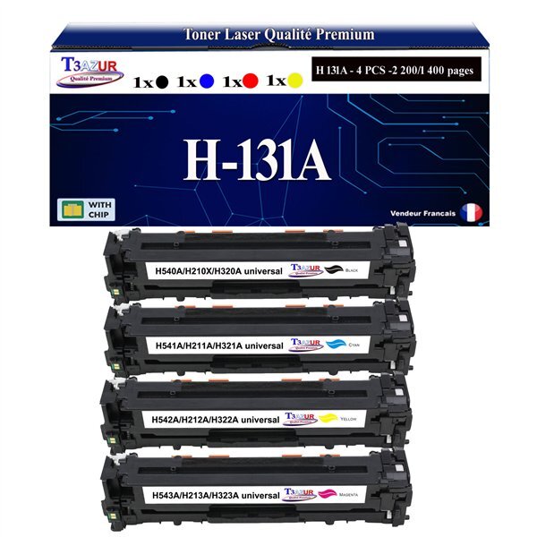 T3AZUR - 4x Toners compatibles avec 131X pour HP LaserJet Pro 200 color M251 M251N M251NW MFP-M276 MFP-M276N MFP-M276NW