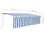 vidaXL Auvent rétractable manuel avec store 5x3 m Bleu et blanc