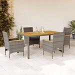 vidaXL Ensemble à manger de jardin et coussins 5 Pièces gris rotin acacia
