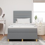 vidaXL Lit Box Spring avec matelas & lumière LED gris clair 120x190 cm en tissu