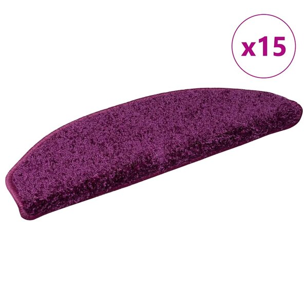 vidaXL Tapis d'escalier 15 pièces 65 x 21 x 4 cm Violet Demi-rond Grand