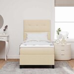 vidaXL Lit à ressorts avec matelas Crème 80 x 200 cm tissu
