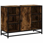 vidaXL Armoire lavabo de salle de bain chêne fumé bois d'ingénierie
