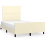 vidaXL Cadre de lit avec tête de lit Crème 120x200 cm Similicuir