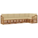 vidaXL Ensemble de canapés d'extérieur 6 pc Naturel et Beige Polyester