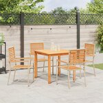 Ensemble de salle à manger de jardin 5 pièces en poly rotin beige et acacia