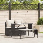 vidaXL Ensemble à manger de jardin avec coussins 3 Pièces Noir