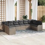 vidaXL Ensemble de canapé de jardin 10 Pièces Gris Poly rotin