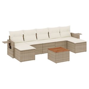 vidaXL Salon de jardin avec coussins 8 Pièces beige résine tressée