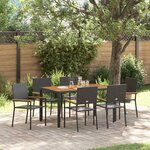 vidaXL Ensemble de salle à manger pour jardin 7 Pièces Noir et Bois