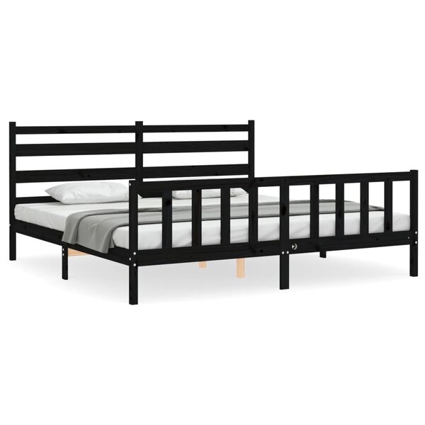 vidaXL Cadre de lit sans matelas noir 200x200 cm bois massif de pin