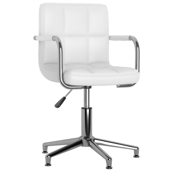 Chaise fauteuil siège de bureau informatique étude pivotante similicuir blanc 02_0024049