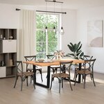 vidaXL Table à manger et bord naturel bois massif chêne