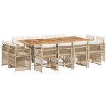 vidaXL Ensemble à manger de jardin et coussins 13 Pièces beige