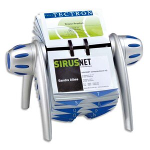 VISIFIX VEGA - fichier de carte rotative pour 400 cartes de visite  - Couleur Argent/Bleu