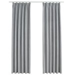 vidaXL Rideaux occultants avec crochets 2 Pièces Gris 140x175 cm