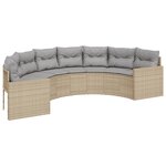 vidaXL Salon de jardin 3 Pièces demi-rond beige résine tressée