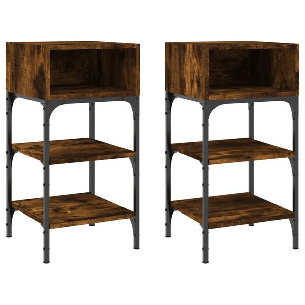 vidaXL Tables de chevet 2Pièces chêne fumé 35x34 5x70 c bois d’ingénierie