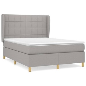 vidaXL Sommier à lattes de lit avec matelas Gris clair 140x190cm Tissu