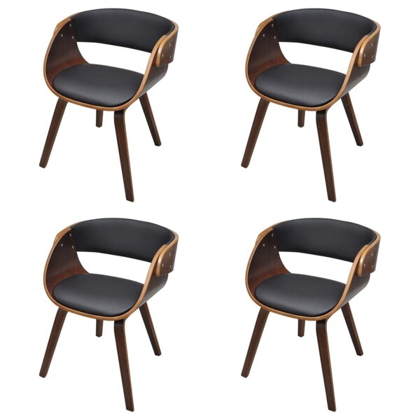 vidaXL Chaises à manger lot de 4 marron bois courbé et similicuir