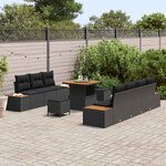 vidaXL Ensemble de canapé de jardin avec coussin 10 Pièces Noir