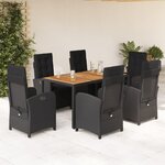vidaXL Ensemble à manger de jardin coussins 7Pièces Noir Résine tressée