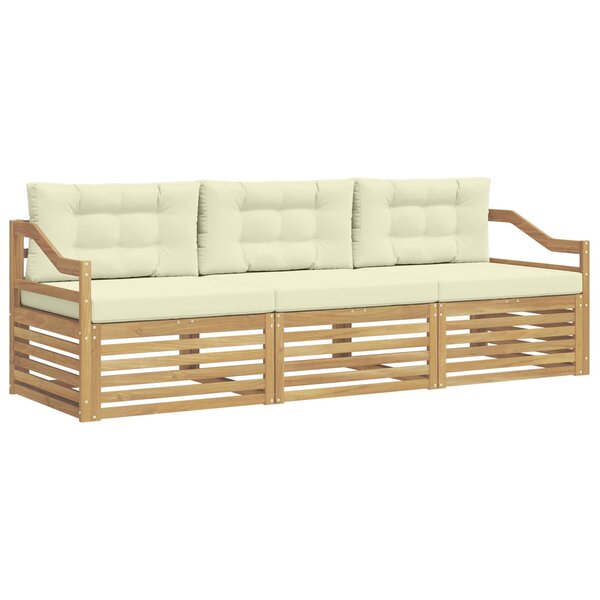 vidaXL Ensemble de canapés d'extérieur 3 pc Blanc et crème Polyester