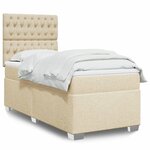vidaXL Sommier à lattes de lit avec matelas Crème 100x200 cm Tissu