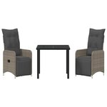 vidaXL Ensemble de salle à manger pour jardin 3 Pièces Gris Poly rotin