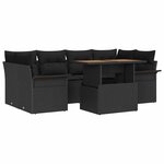 vidaXL Ensemble de canapé de jardin 7 Pièces Noir 100 x 55 x 73 cm