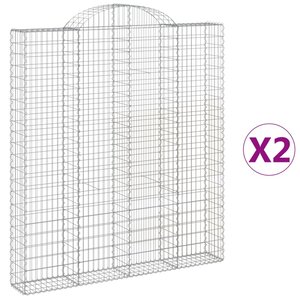 vidaXL Paniers à gabions arqués 2 Pièces 200x30x220/240 cm fer galvanisé