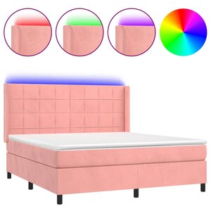 vidaXL Sommier à lattes de lit matelas et LED Rose 180x200 cm Velours