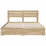 vidaXL Cadre de lit avec tiroir avec tête de lit Bois d'ingénierie