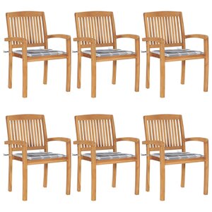 vidaXL Chaises de jardin empilables avec coussins 6 Pièces Teck solide