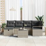 vidaXL Ensemble de canapé de jardin 7 Pièces Gris clair Poly rotin