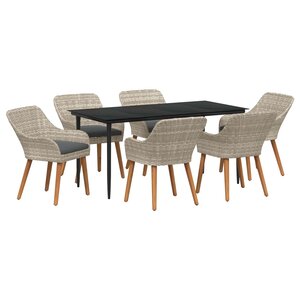 vidaXL Ensemble de salle à manger pour jardin 7 Pièces Gris clair