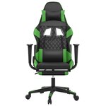 vidaXL Chaise de jeu avec repose-pied Noir et vert Similicuir