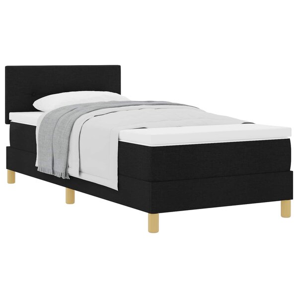 vidaXL Lit à ressorts avec coussin Noir 100 x 200 cm tissu