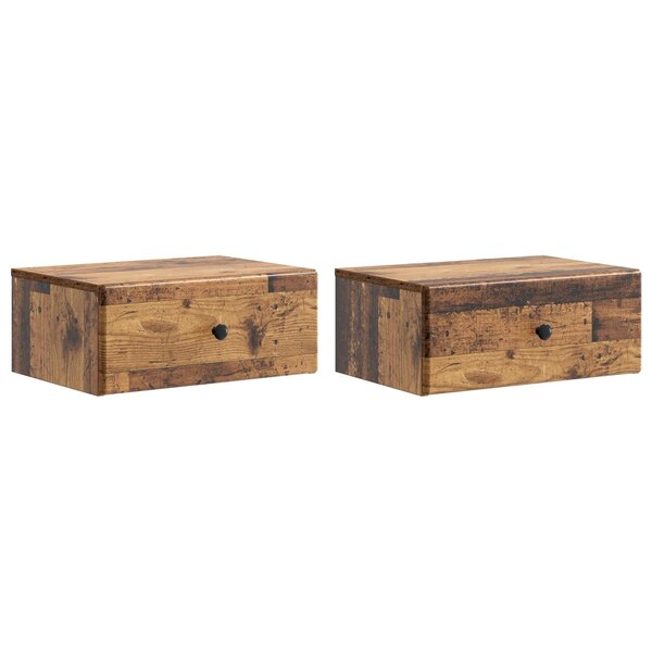 vidaXL Cabinet de chevet mural 2 pc Bois ancien 49 x 34 5 x 20 cm