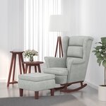 vidaXL Fauteuil à bascule à oreilles en velours gris clair bois massif
