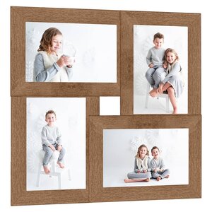 vidaXL Collage de cadres photo pour photo de 4x(13x18 cm) Marron MDF