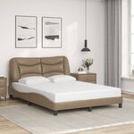 vidaXL Cadre de lit avec lumières LED cappuccino 140x200 cm similicuir