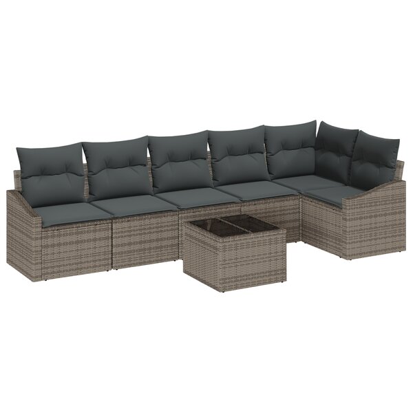 vidaXL Ensemble Salle à Manger Jardin 6 Pièces avec Coussins Noir Poly Rattan