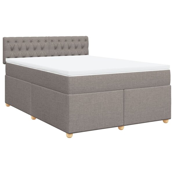 vidaXL Sommier à lattes de lit avec matelas Taupe 140x190 cm Tissu