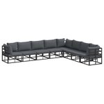 vidaXL Ensemble de canapé de jardin 8 pc Noir Aluminium